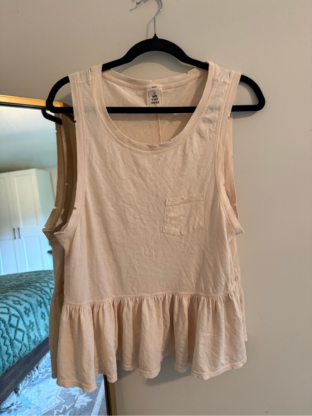 We The Free Women's Cream Continental Ruffled Peplum Tank
